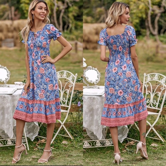 Boho Floral Print Dress - Picture 2 of 3